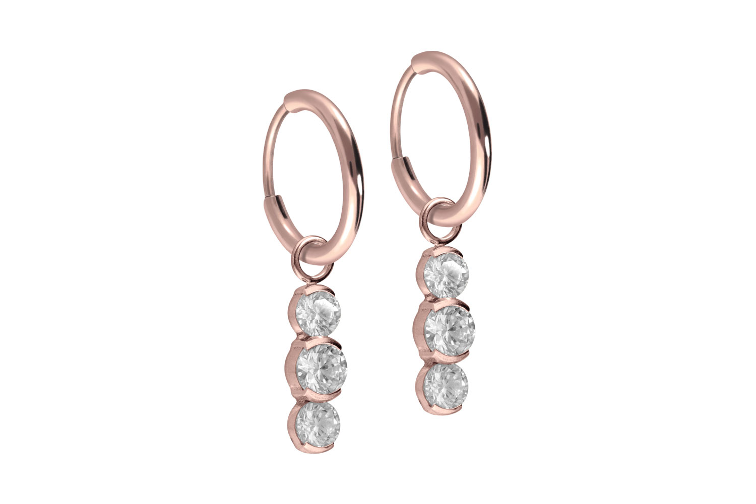 Titan Ohrclicker Creolen 3 EINGEFASSTE KRISTALLE von Piercingline